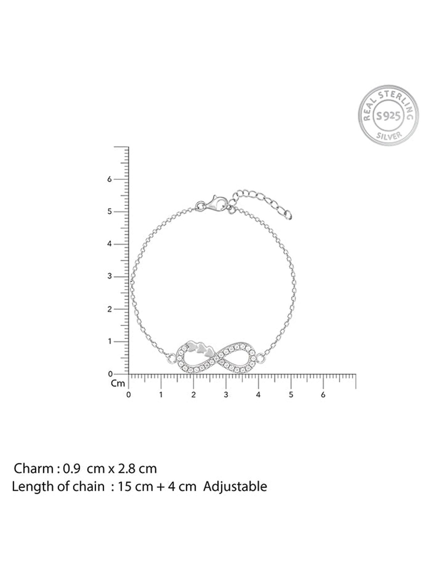 GIVA 92.5 Sterling Silver Infinity Heart Adjustable Bracelet