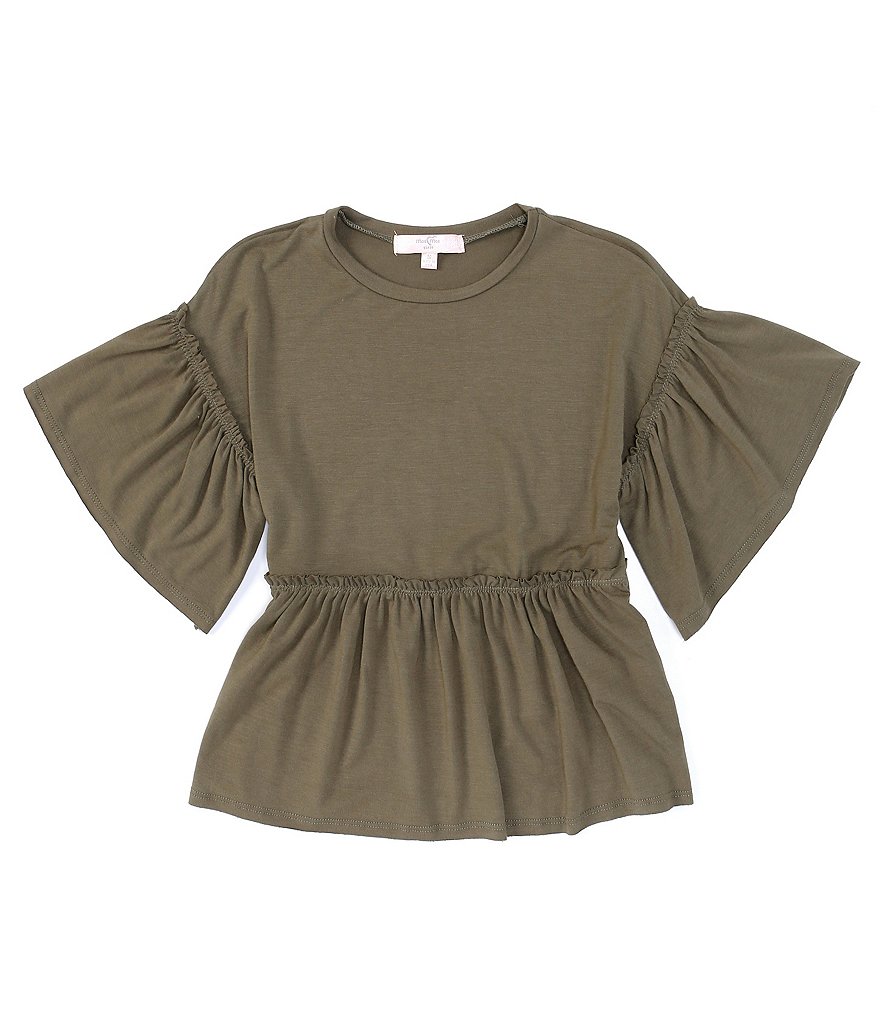 Moa Moa Big Girls 7-16 Gathered-Sleeve Pleated Top