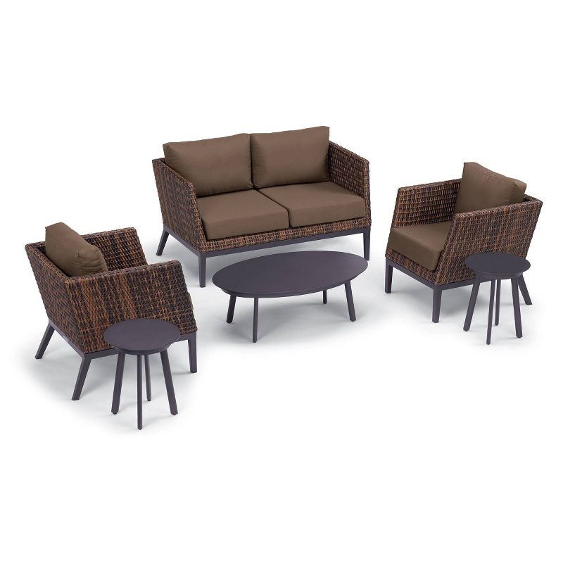 Salino Woven Resin Wicker Patio Club Chair - Brown - Oxford Garden