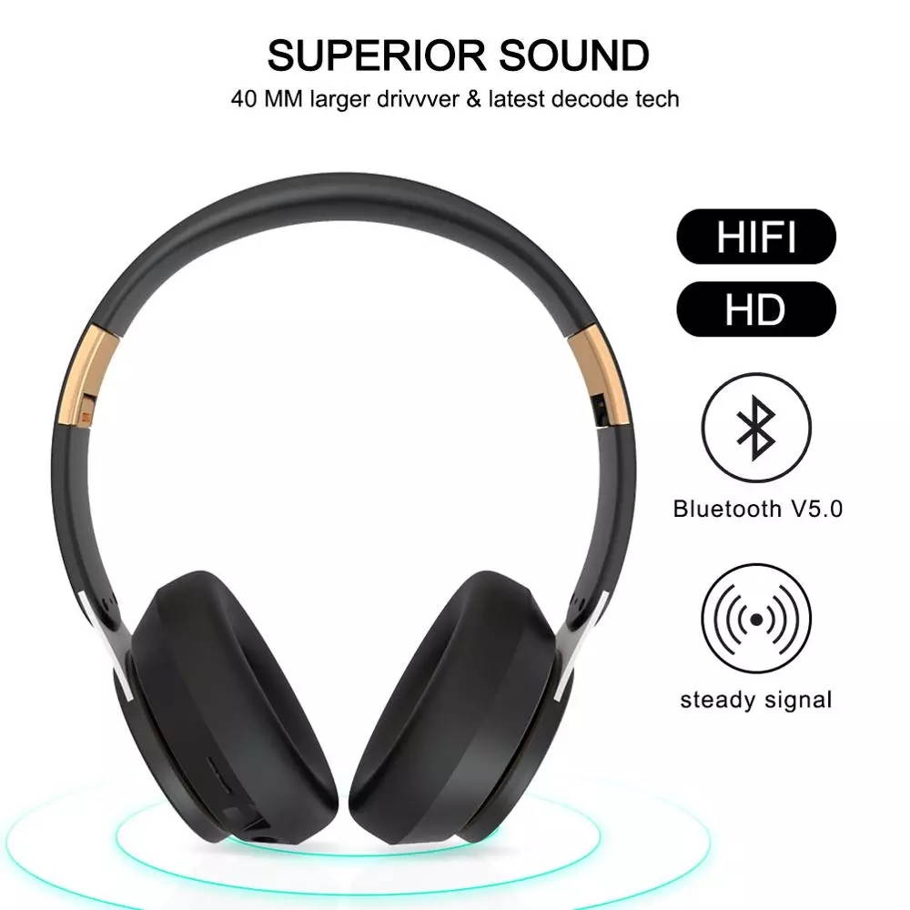 Wireless Headphones Bluetooth 5.0 Headset Foldable Stereo Adjustable Earphones With Mic for phone Pc TV Xiaomi Huawei