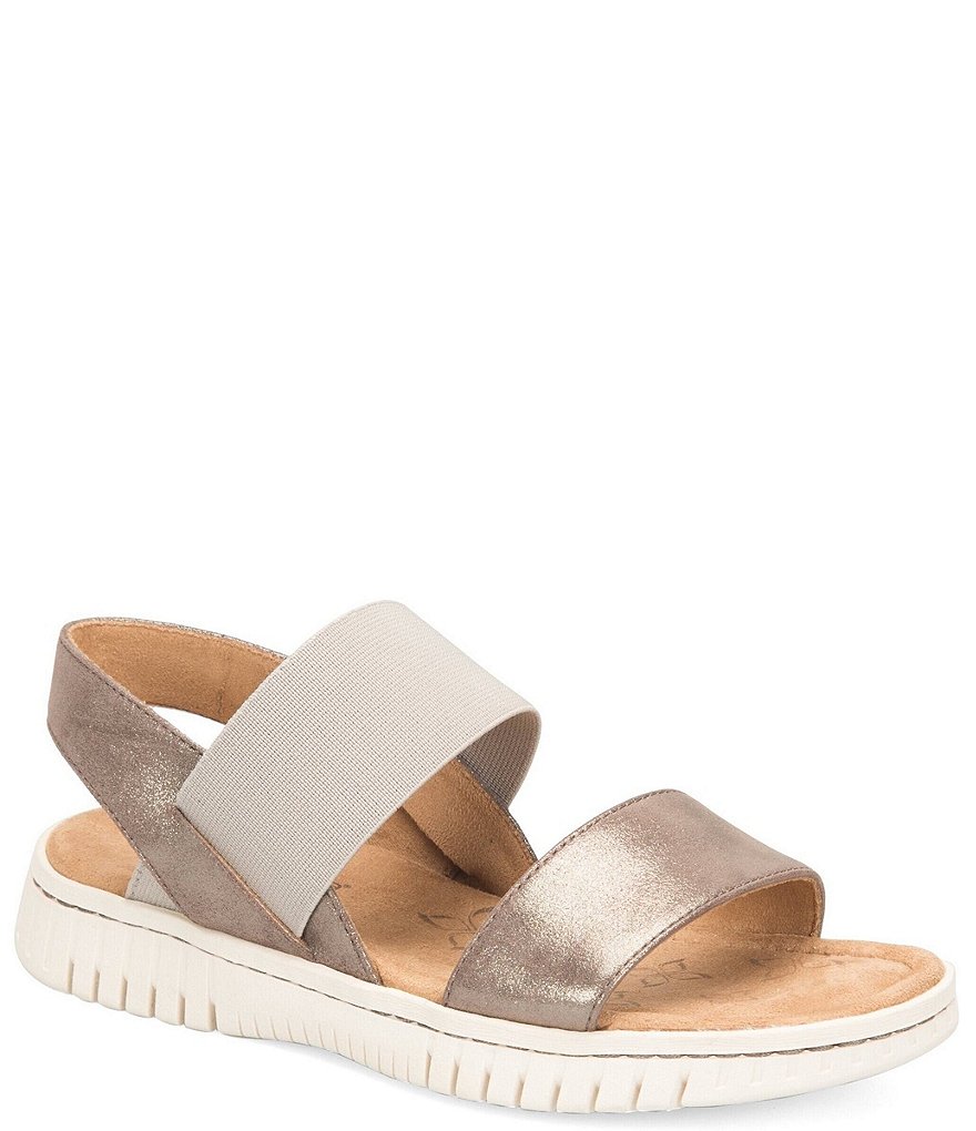Comfortiva Charlee Elastic Metallic Leather Strap Sandals