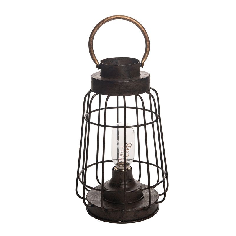 Black Metal Battery Operated LED Lantern - Foreside Home & Garden