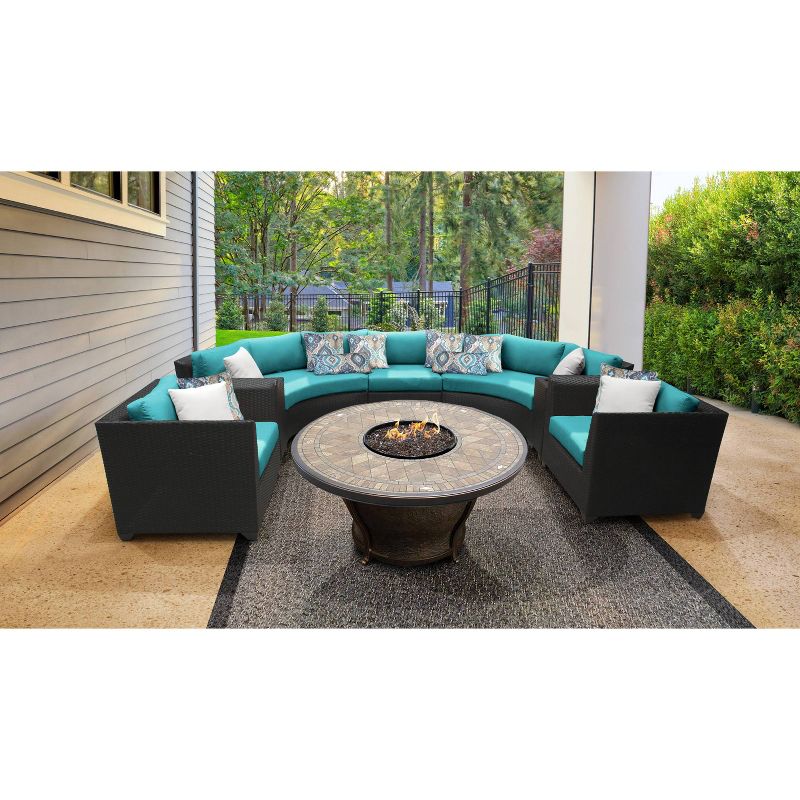 Barbados 12pc Patio Curved Sectional Seating Set with Cushions - Aruba - TK Classics