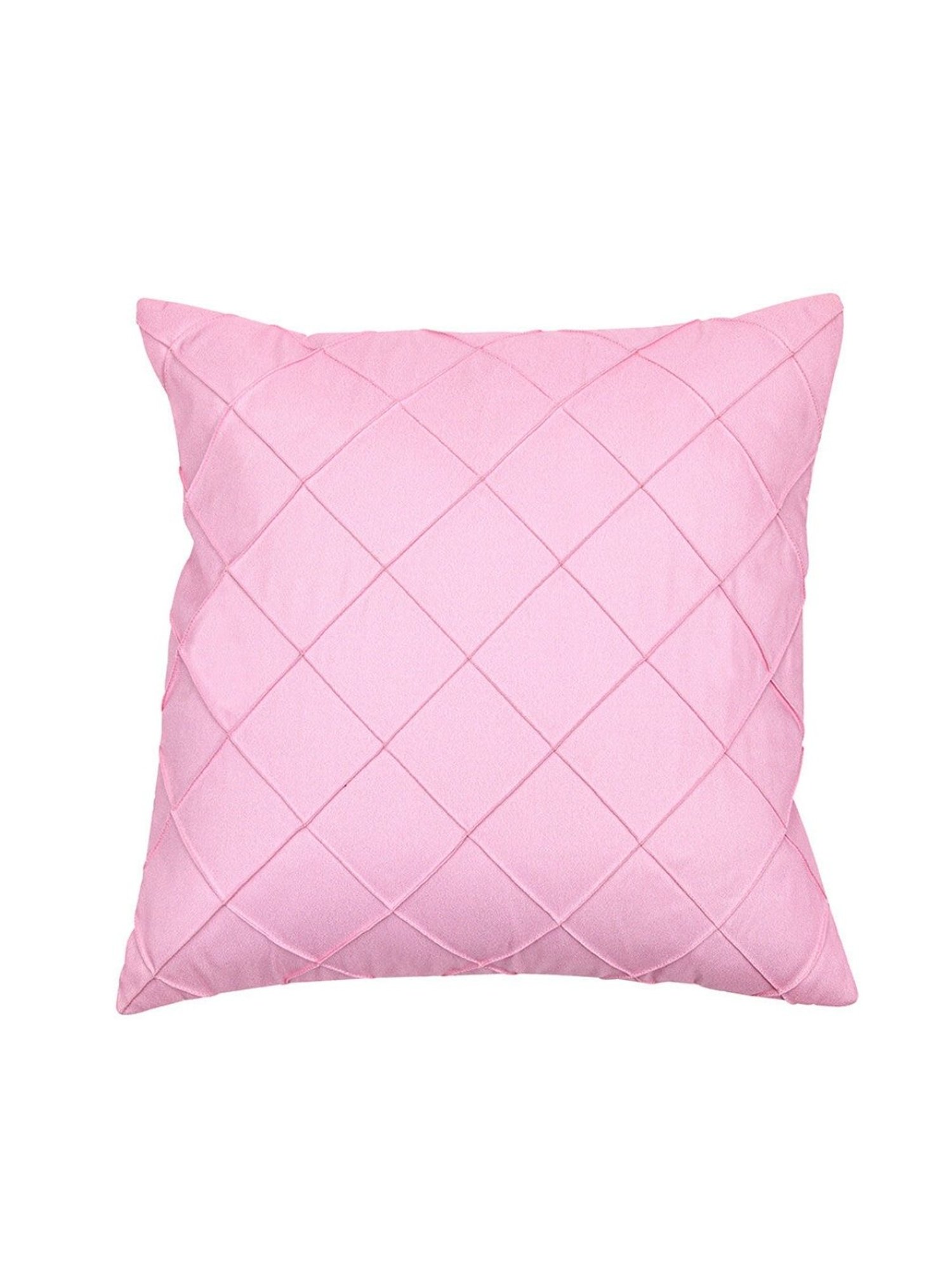 @home by Nilkamal Pintuck Textured Tafetta Cushion Cover|Pack of 1|16 x 16 inches|Pink