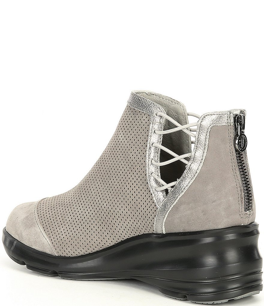 Jambu Naomi Lace-Up Side Detail Suede Wedge Booties