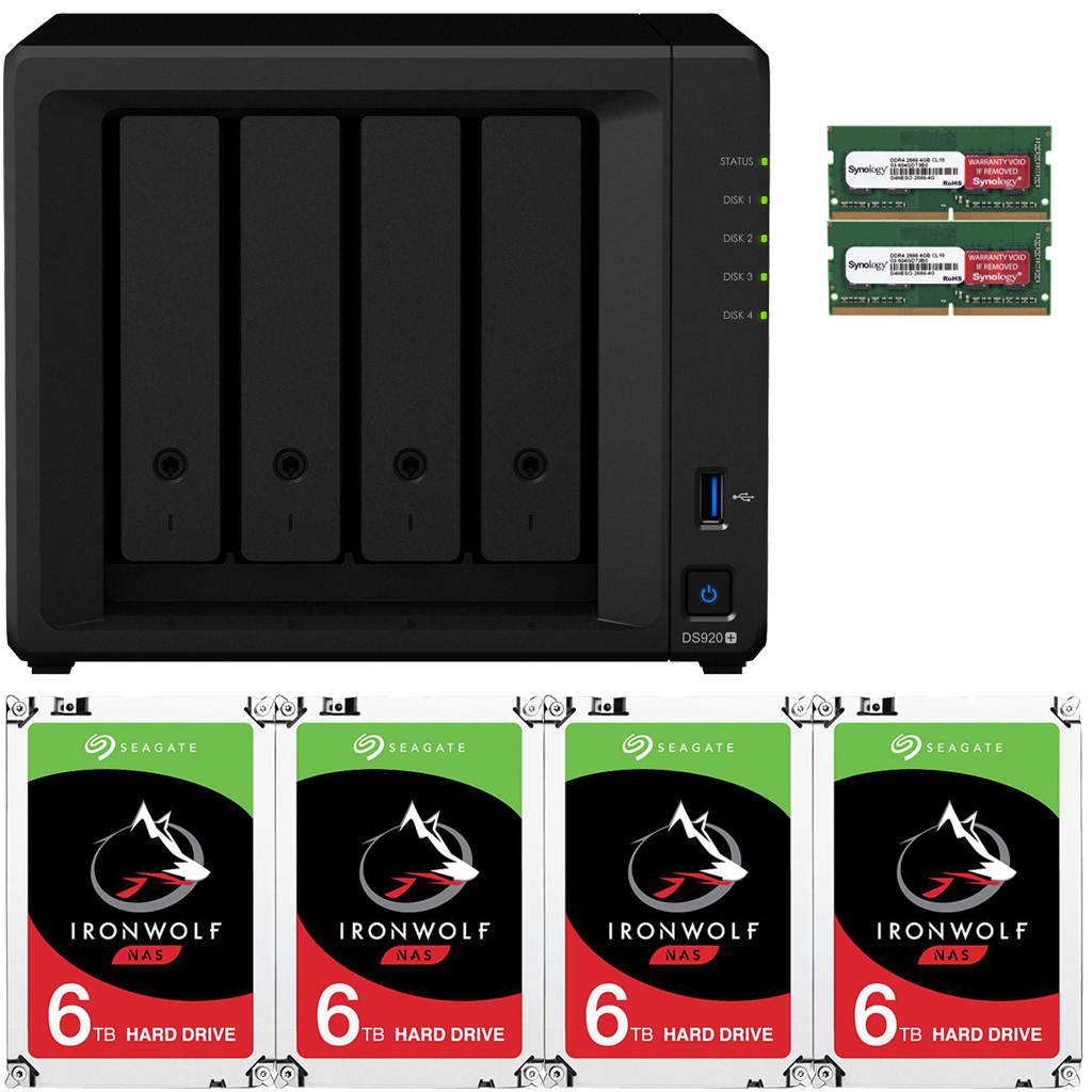 Synology DS920+ DiskStation with 8GB RAM and 16TB (4 x 4TB) of Seagate Ironwolf NAS Drives Fully Assembled and Tested By CustomTechSales