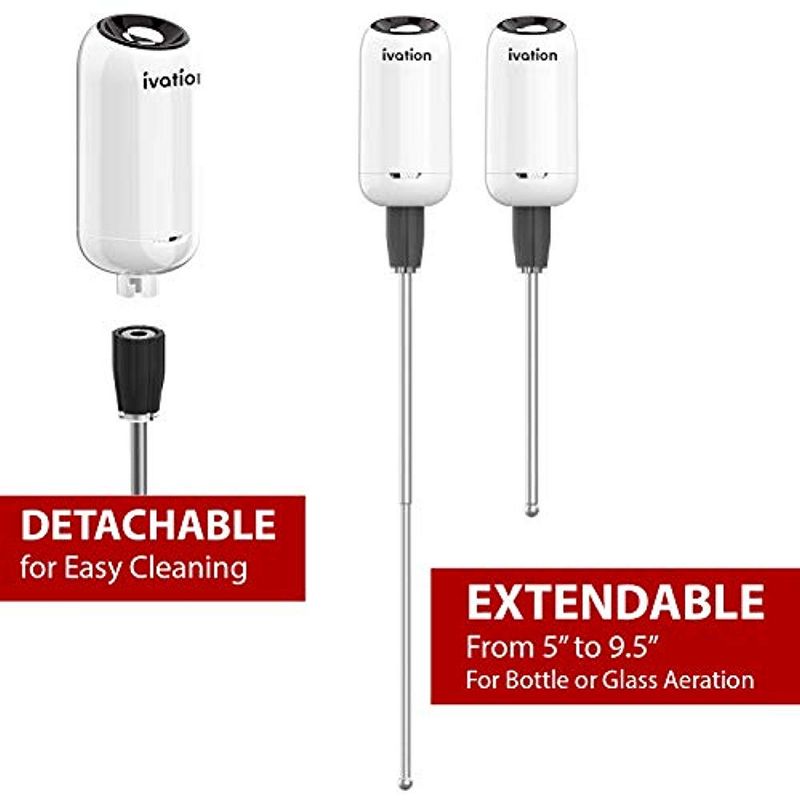 Ivation Electric Wine Bottle Aerator - Extendable Wine & Spirit Aerator for Full Bottle or Individual Glass
