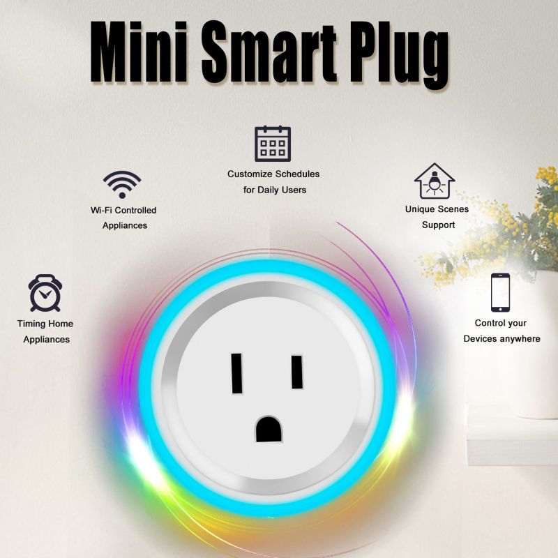2 Mini Smart Plug Outlet Wifi Socket W/ Light Work With Amazon Alexa Google Home