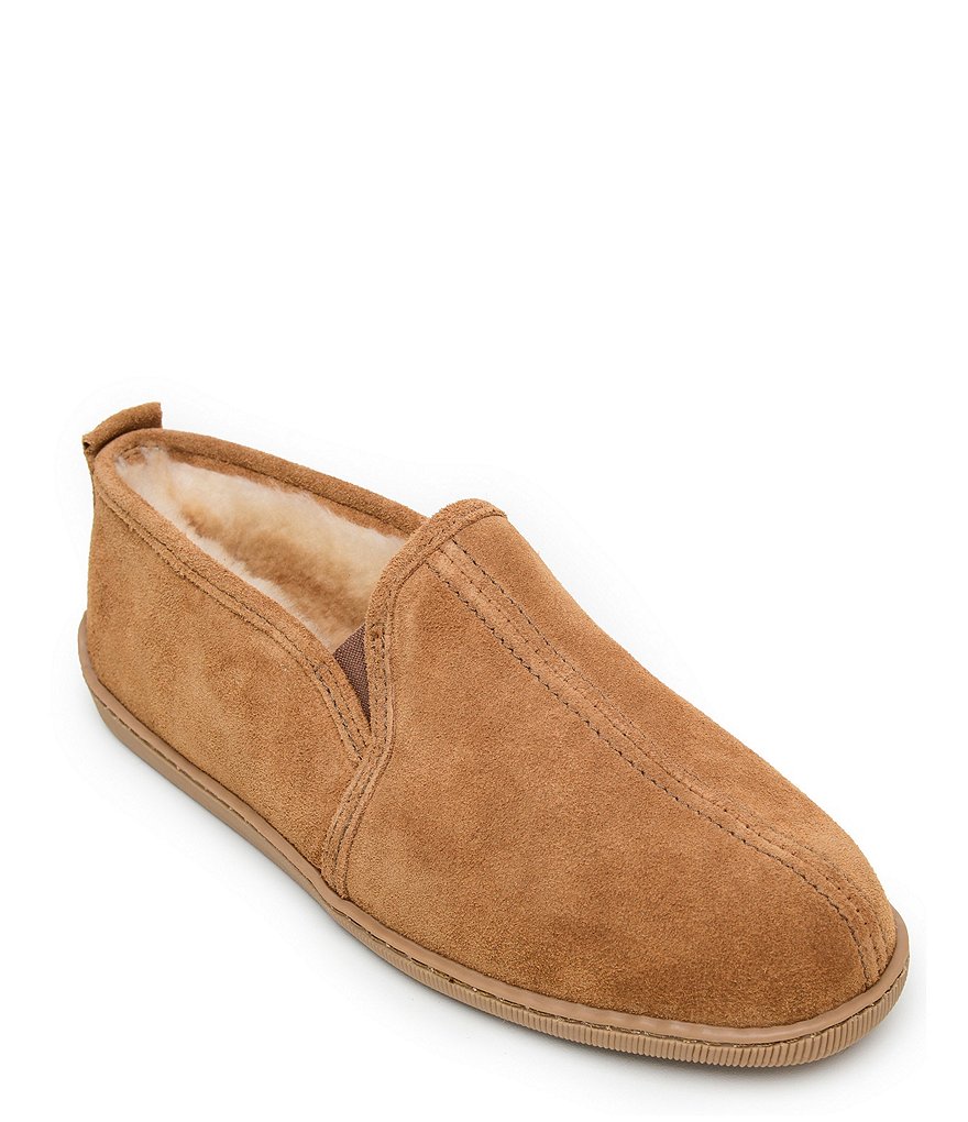 Minnetonka Men's Twin Gore Suede Sheepskin Slipper