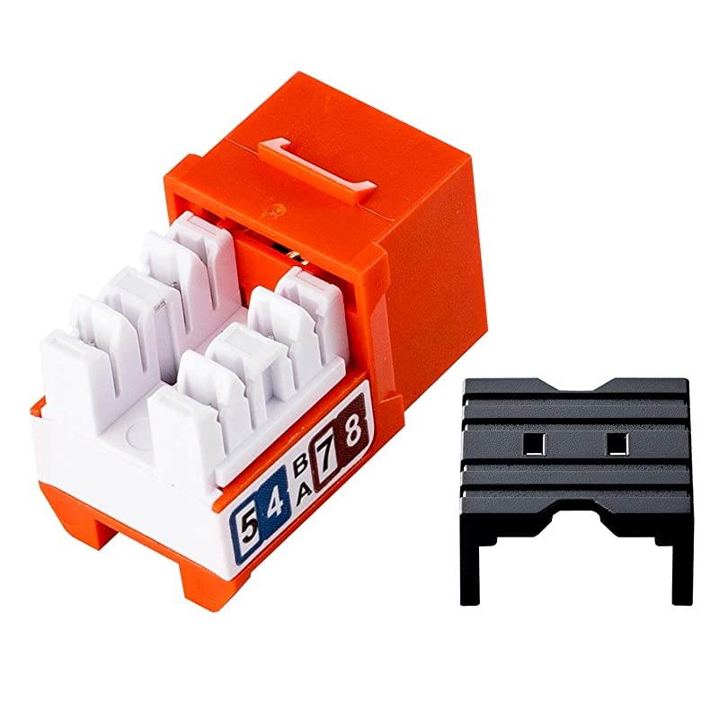 25-Pack RJ45 Cat6 Slim Profile UTP Unshielded Keystone Jack with Punch-Down Palm Holder (Blue)