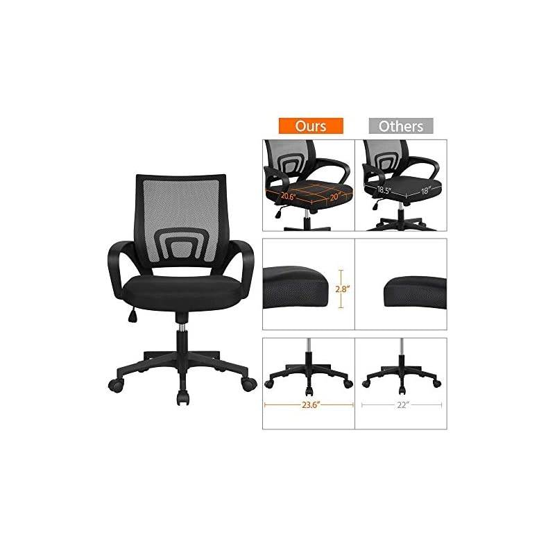 Office Chairs Ergonomic Computer Chair Mid Back Mesh Desk Chair Lumbar Support Modern Executive Adjustable Rolling Swivel Chair Black