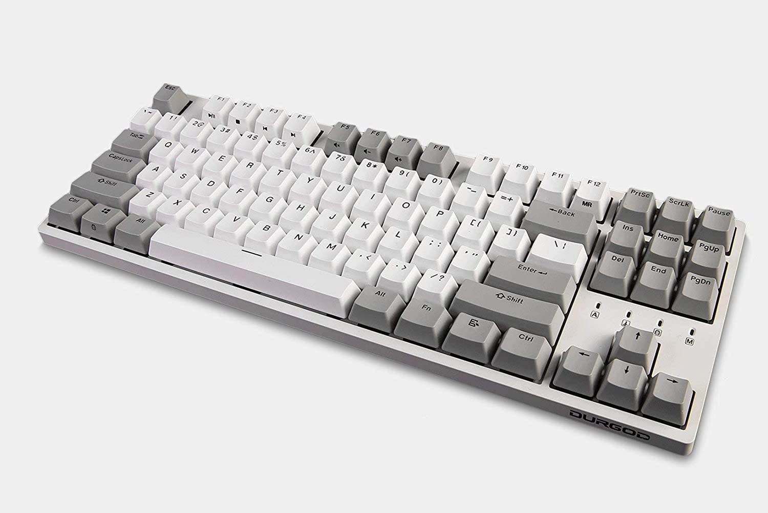 Durgod Taurus K320 TKL Mechanical Gaming Keyboard - 87 Keys - Double Shot PBT - NKRO - USB Type C (Cherry Clear, White)