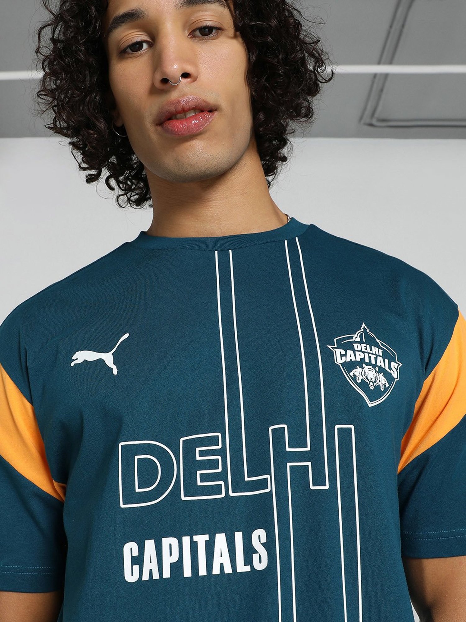 Puma x DC Ocean Blue Relaxed Fit Graphic Print Cricket T-Shirt