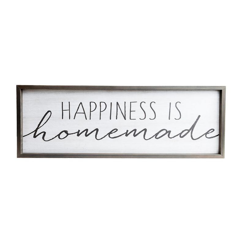 13"x37" Happiness is Homemade Rustic Wood Framed Wall Art White - Patton Wall Decor