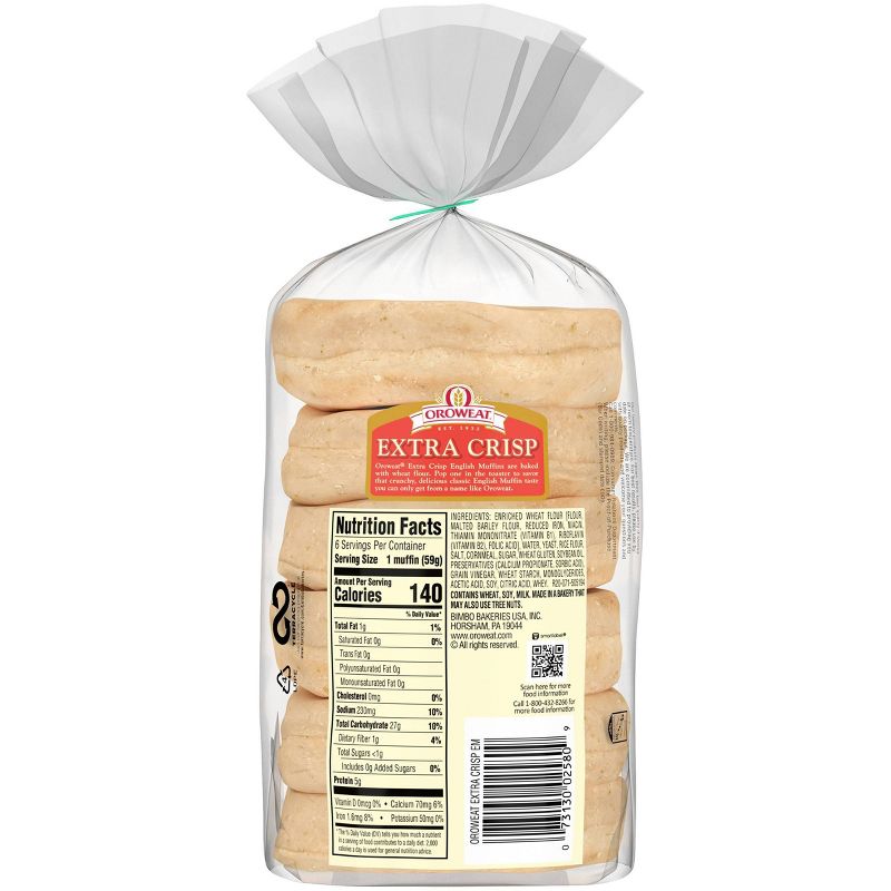 Oroweat Extra Crisp English Muffin - 12.5oz/6ct
