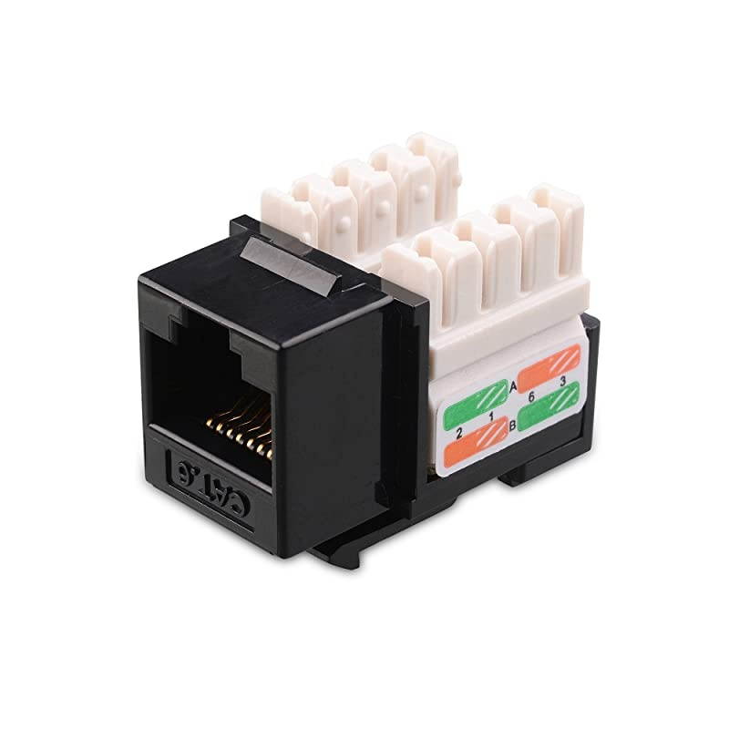 UL Listed 25Pack RJ45 Keystone Jack in Black with Keystone PunchDown Stand