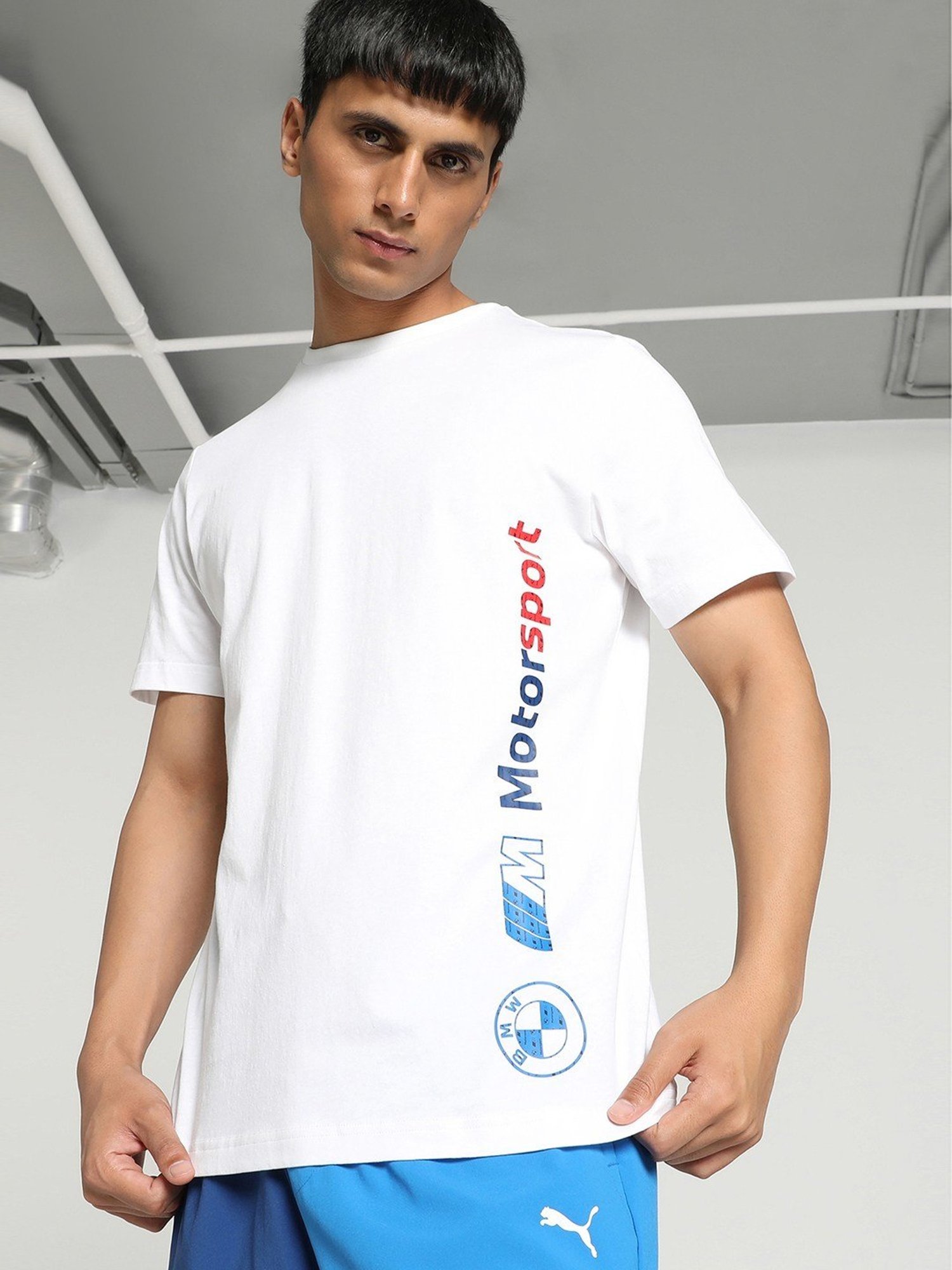 Puma BMW M Motorsport White Cotton Regular Fit Printed Sports T-Shirt