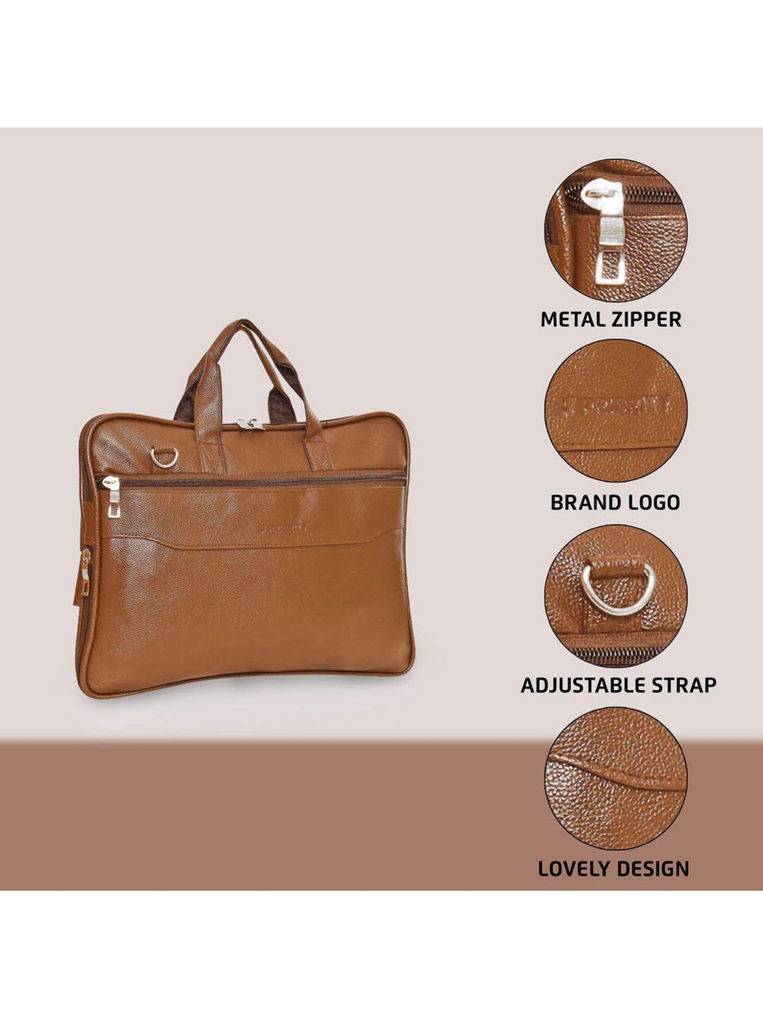 Priority Tan Synthetic Large Messenger Bag