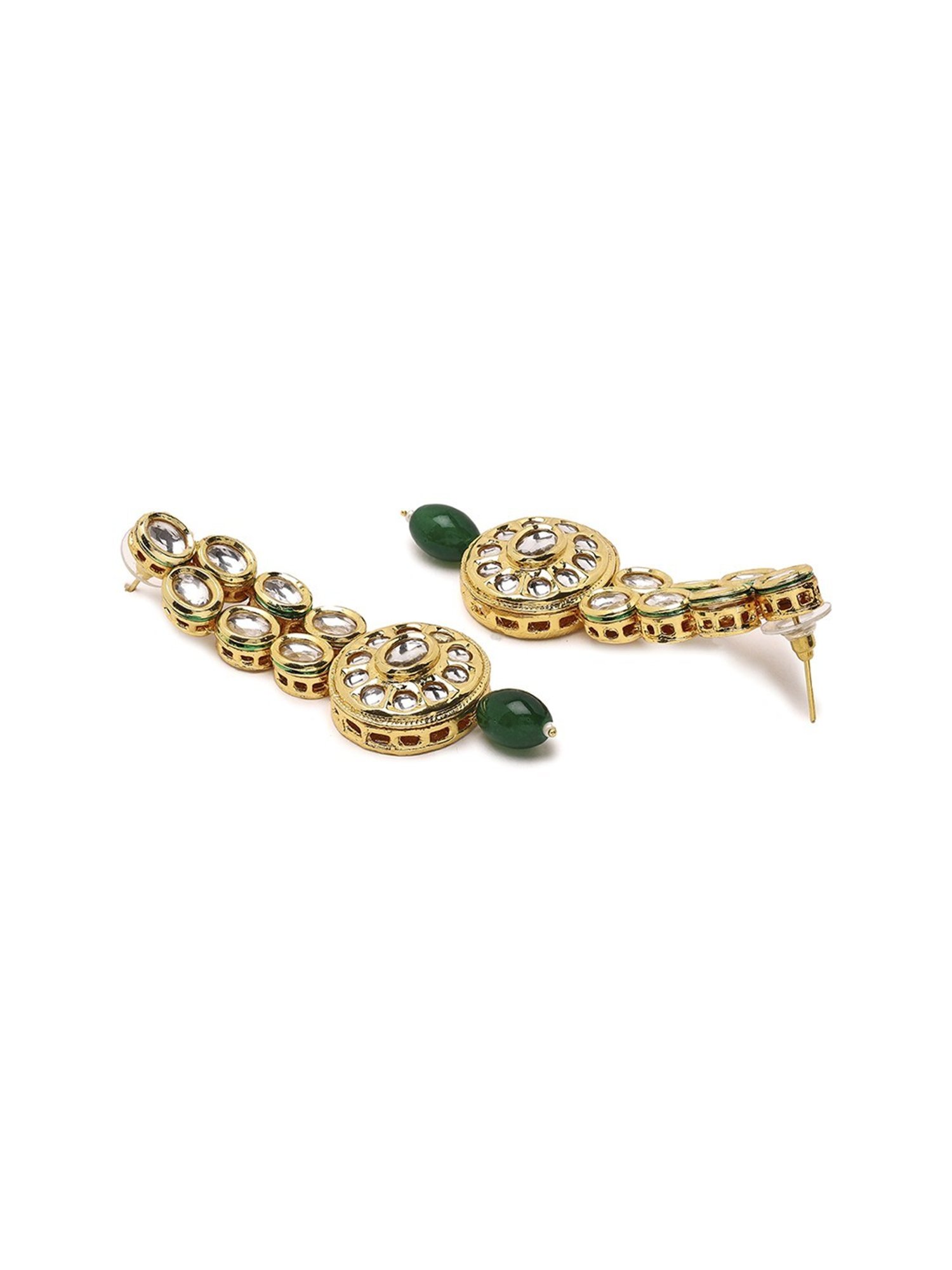 Priyaasi Serenity in Style with Kundan and Green Stones Jewellery Set