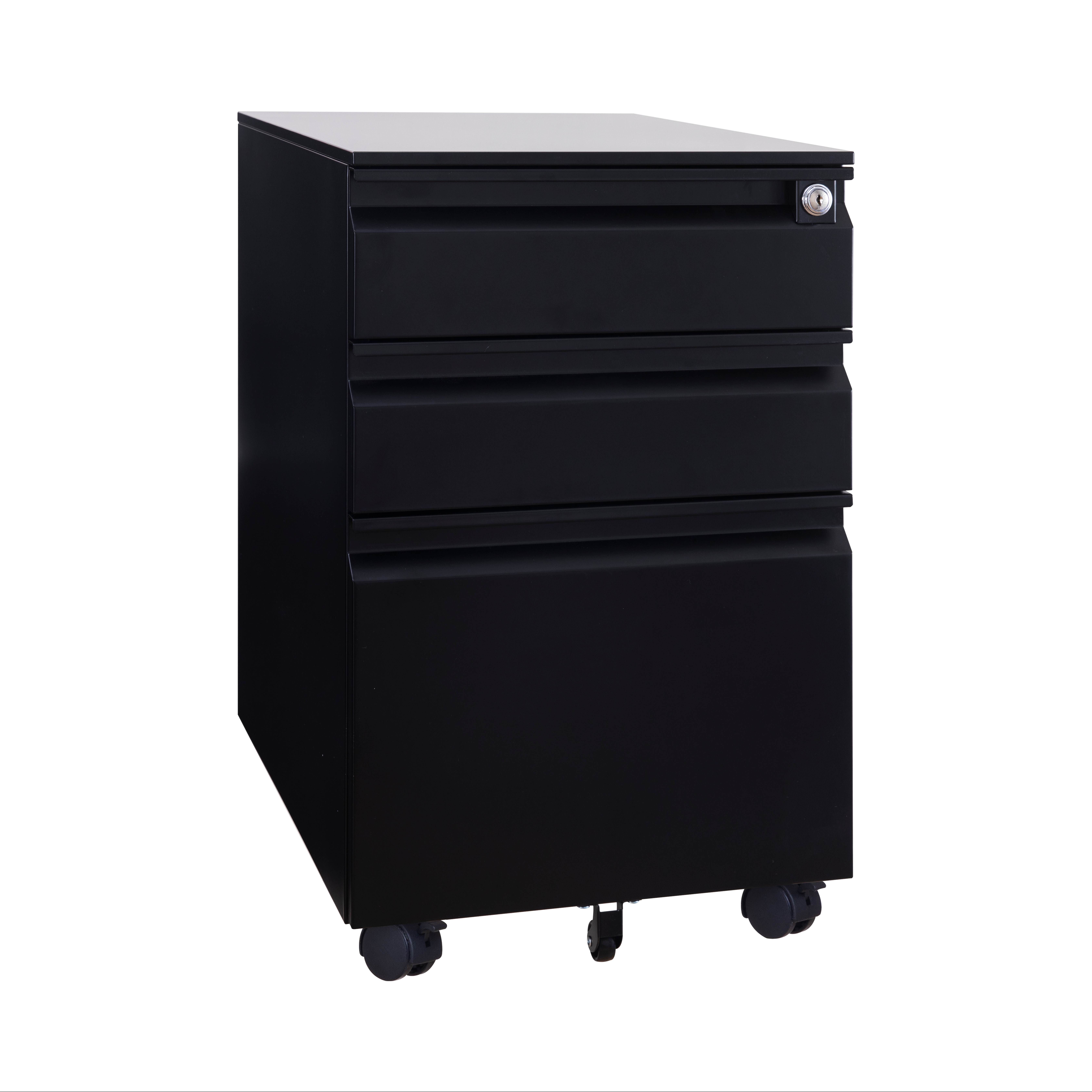 3 Drawer Mobile File Cabinet with Lock, Metal Filing Cabinet Legal/Letter Size, Fully Assembled Except Wheels