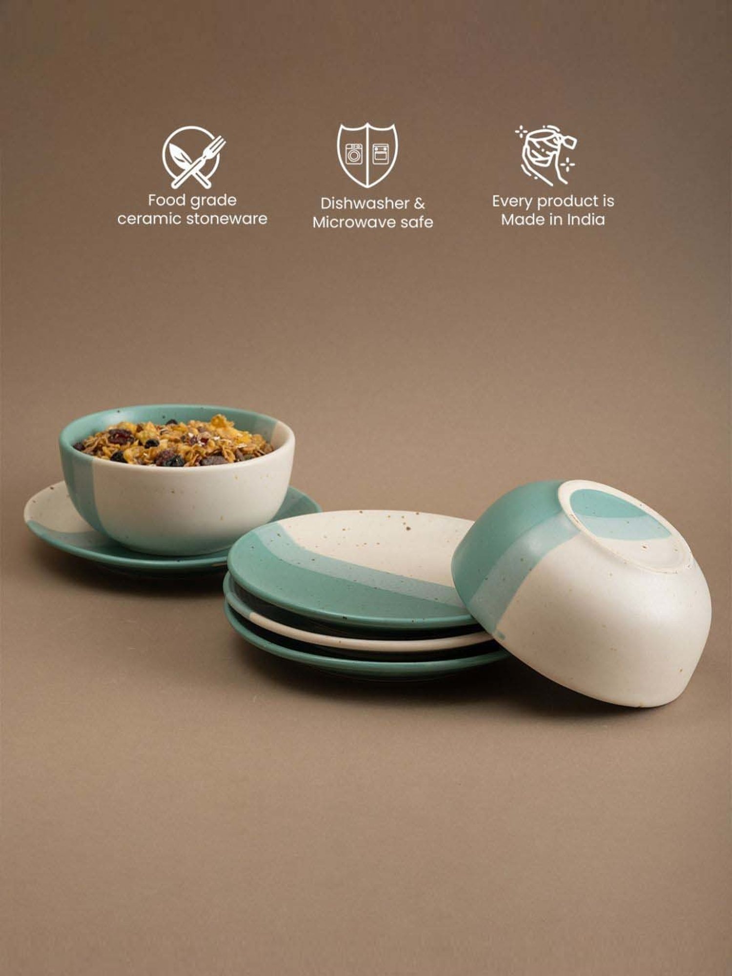Urban Space Ocean Green Pearl Ceramic Dinner Set