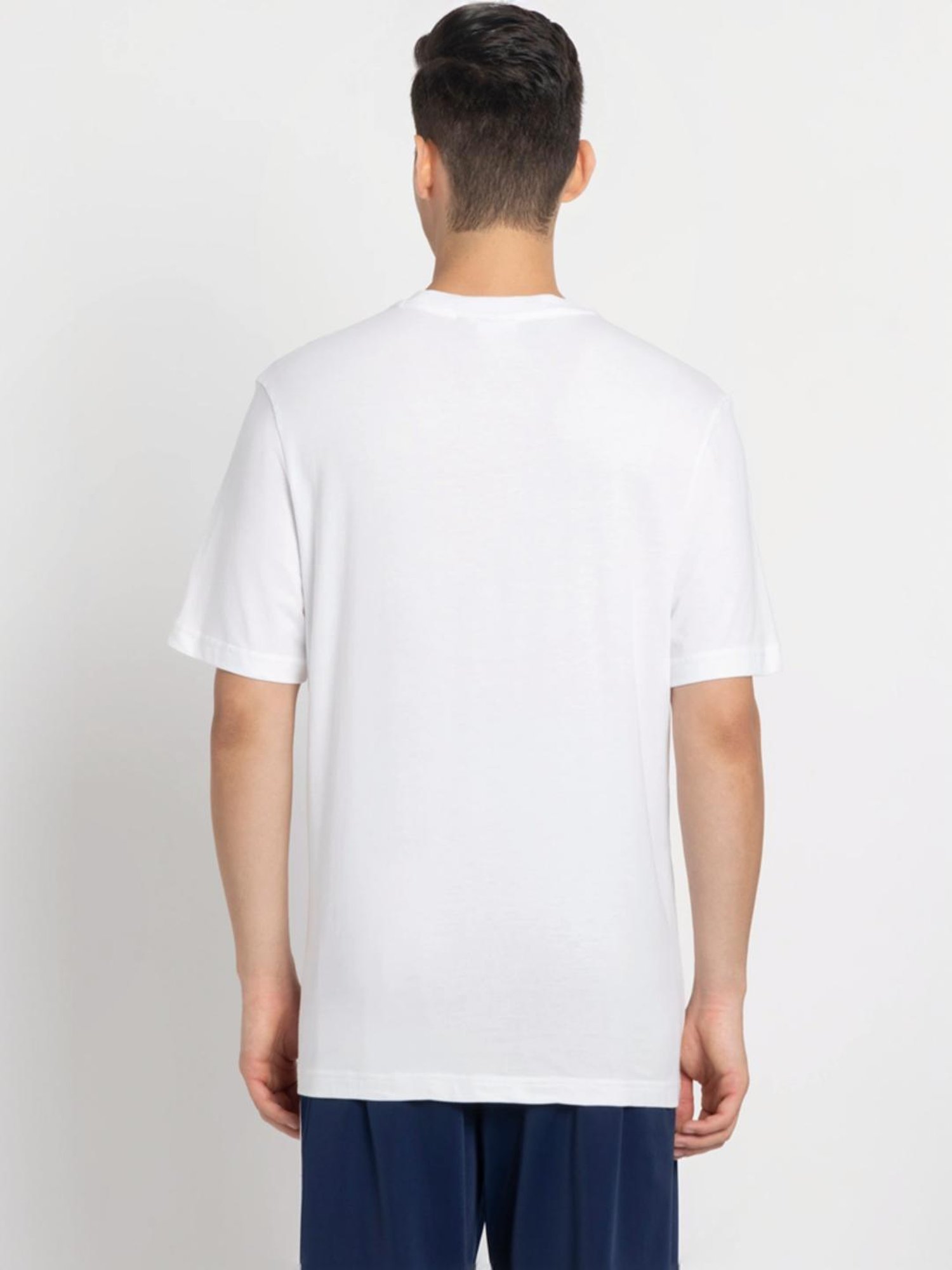 Adidas Originals White Cotton Regular Fit Printed T-Shirt