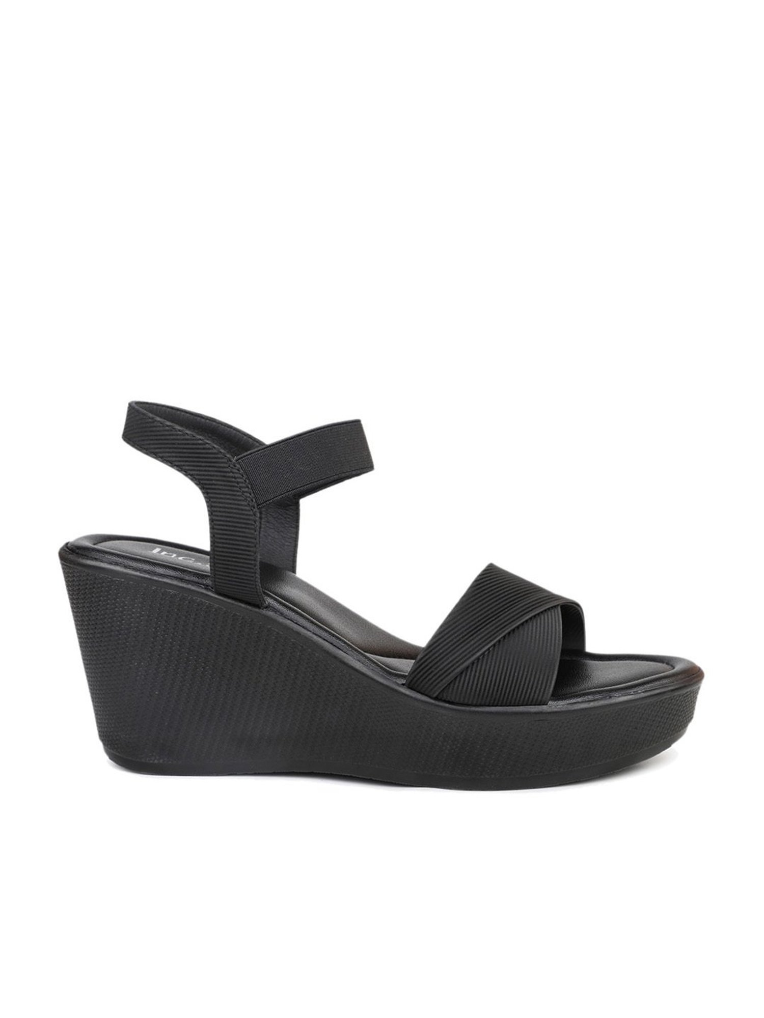 Inc.5 Women's Black Ankle Strap Wedges