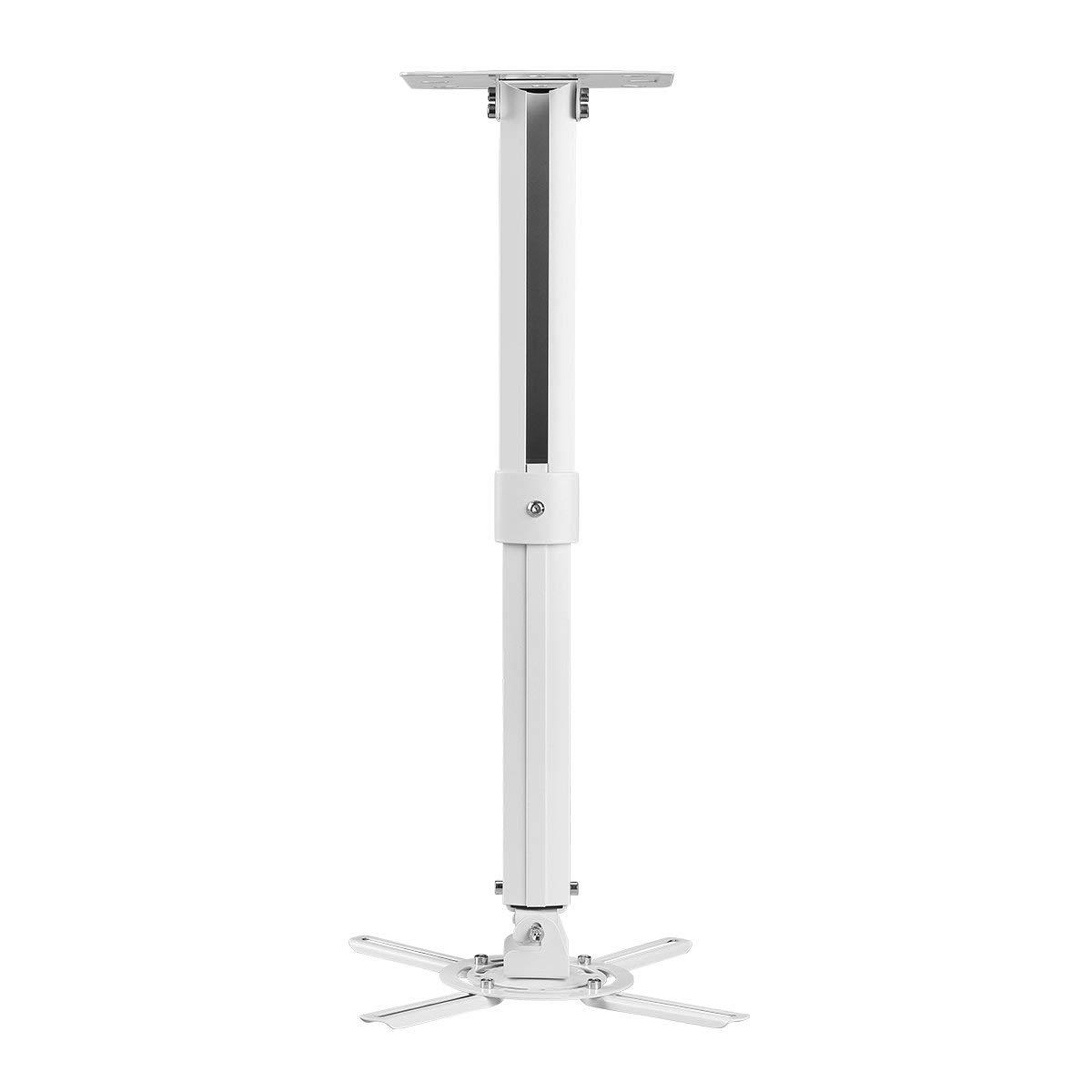 Suptek White Universal Projector Ceiling Mount Bracket Fits Flat Sloped Ceiling Height Adjustable Extendable Length LCD/DLP Projectors (PR05)