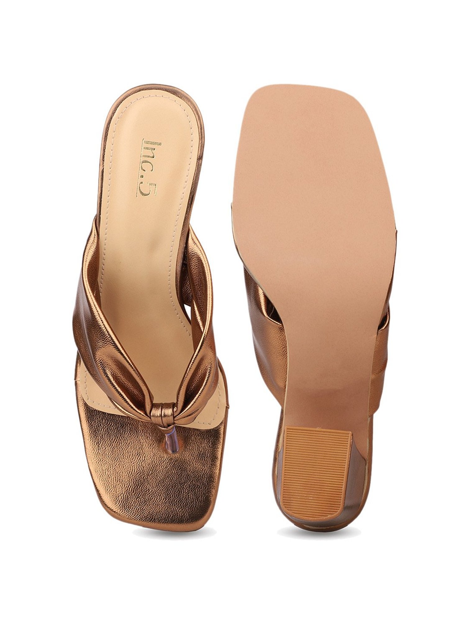 Inc.5 Women's Antique Gold Thong Sandals