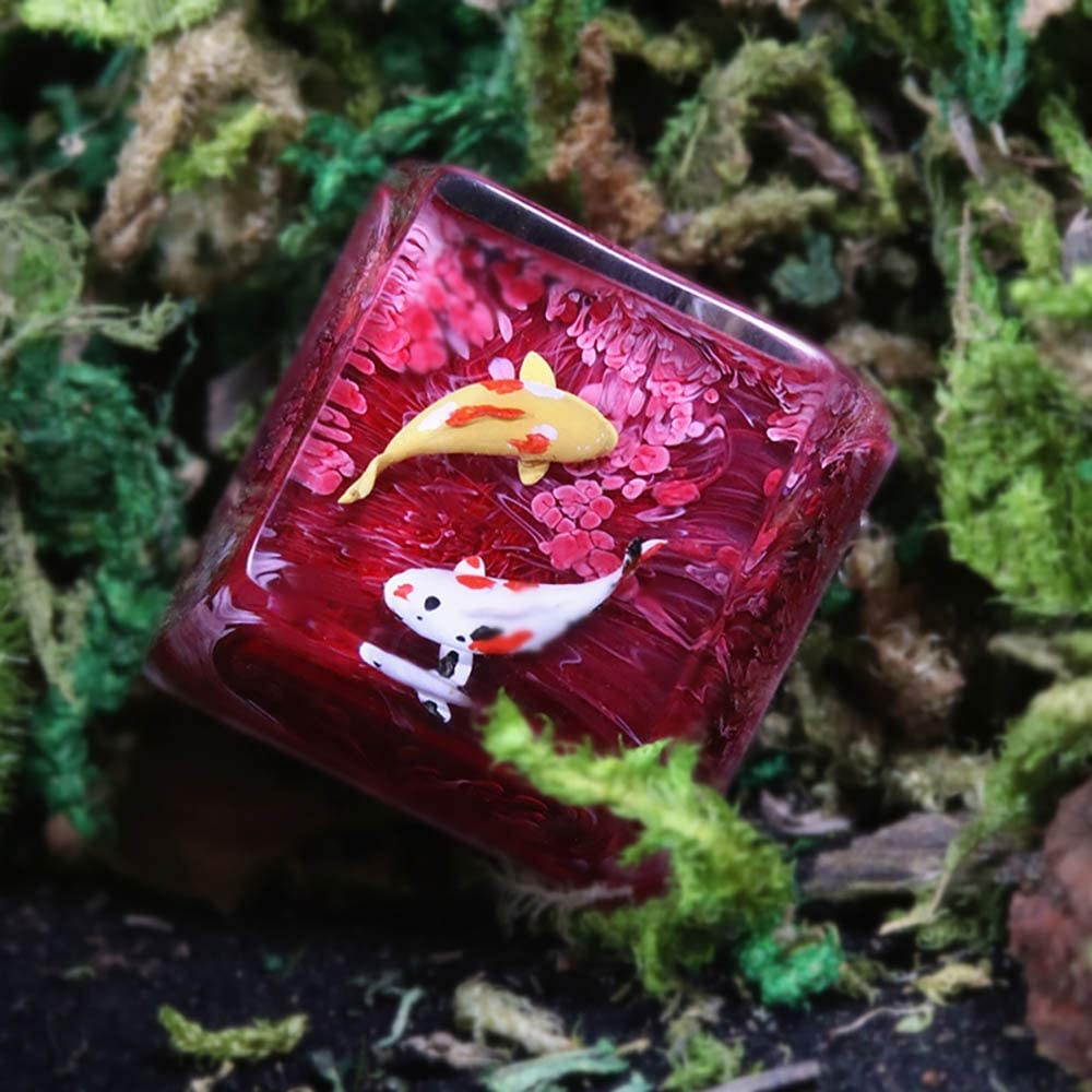 Home-organizer Tech Carps Resin Keycap OEM/R4 Height Suitable for MX Switch, Delicate Hand Engraved Resin Key Caps for Mechanical Keyboards (Dark Blue)