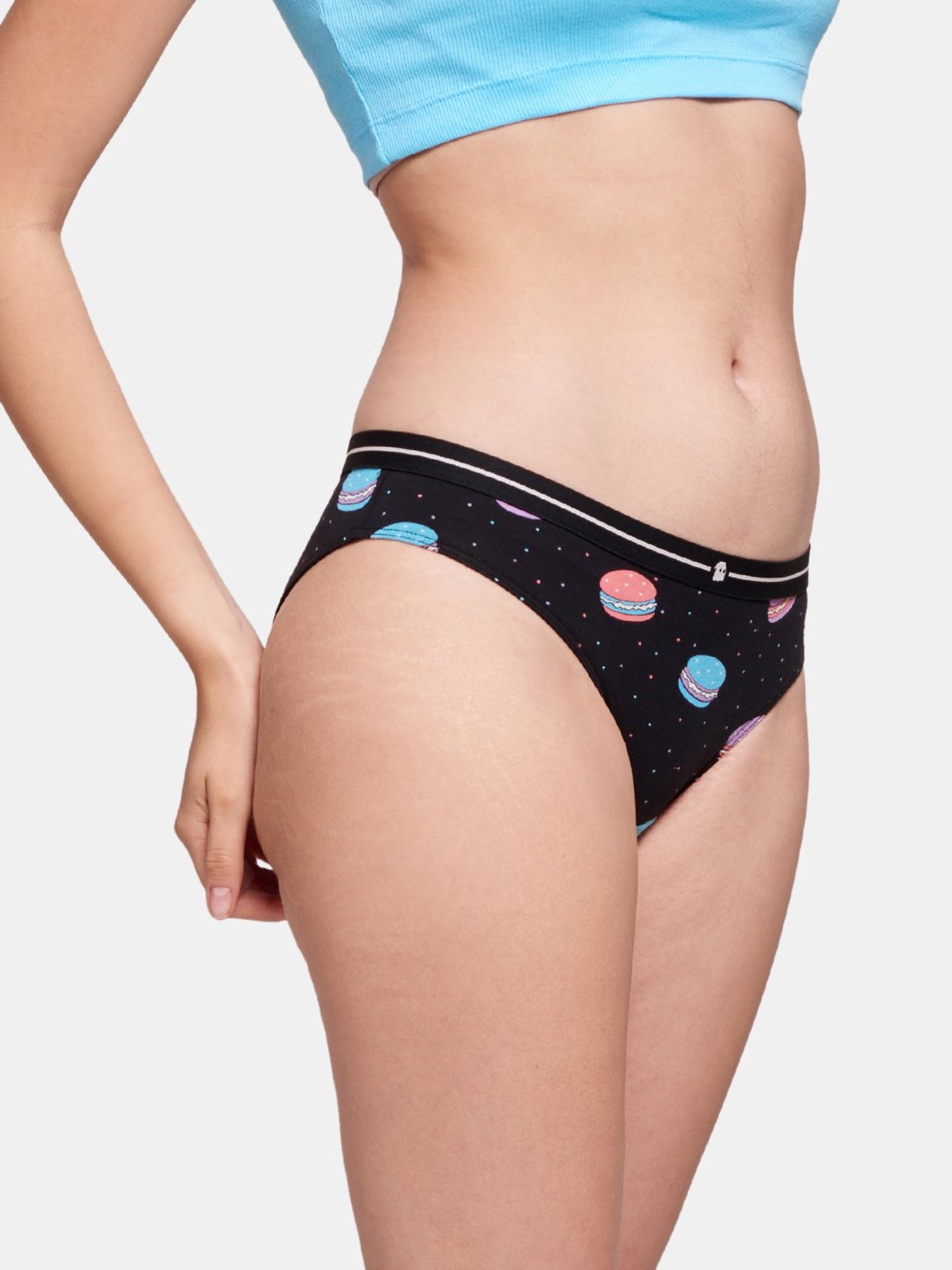 The Souled Store Black Printed Bikini Panty
