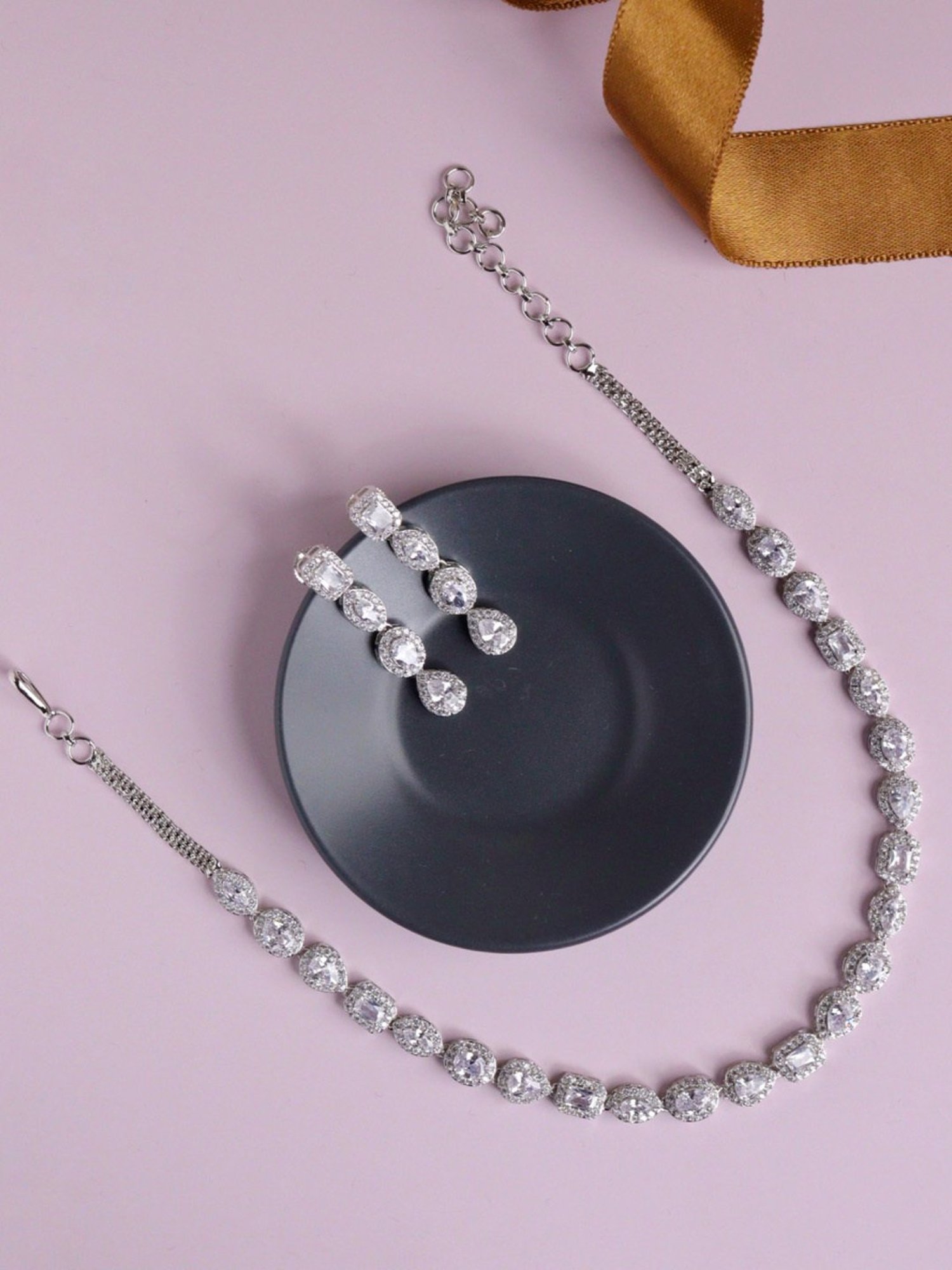 Curio Cottage All Shapes of You Diamante Cubic Zirconia Necklace Set