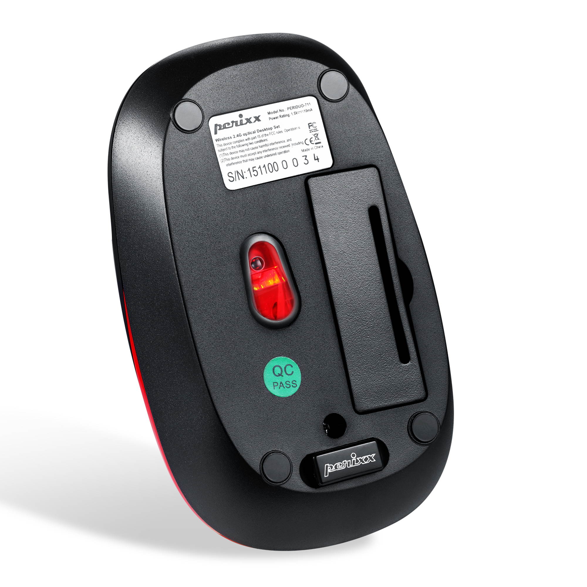 Perixx PERIDUO-712 Wireless Mini Keyboard and Mouse Set, Portable Compact Size 13 Multimedia Hot Keys Keyboard and 1000 DPI Optical Mouse Combo, Black, US Layout