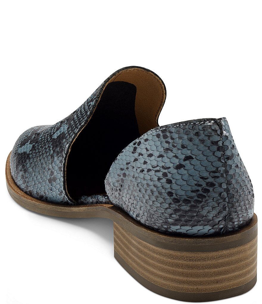 Lucky Brand Garny Snake Printed Leather Block Heel Loafers