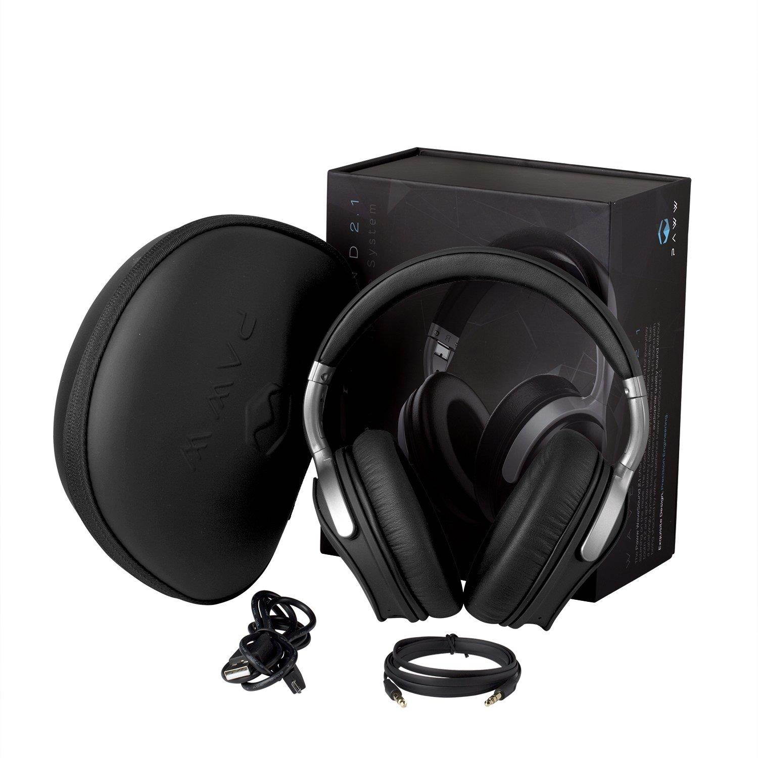 Paww WaveSound 2.1 Wireless Bluetooth 4.2 Over-The-Ear Foldable Headphones/Headset with Mic, aptX Low Latency (34 ms) Super Fast Audio for TV, PC Gaming, Wired Mode (Black/Silver)