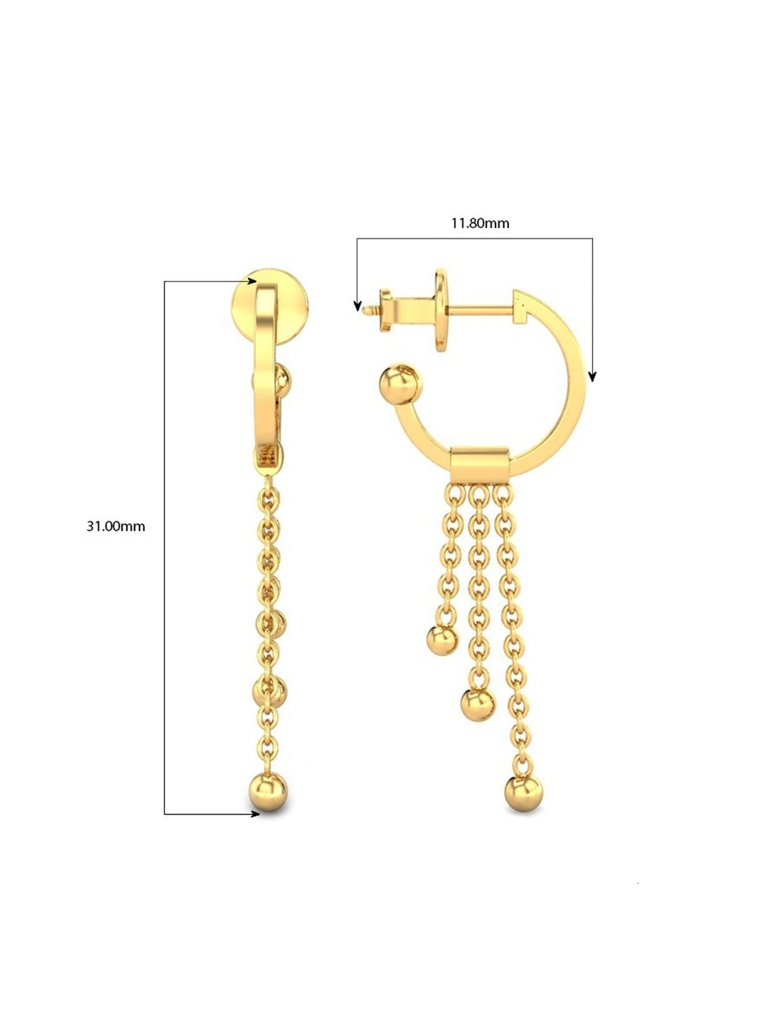 Candere by Kalyan Jewellers Peacock Collection 18k Yellow Gold Dangler Earrings for Women