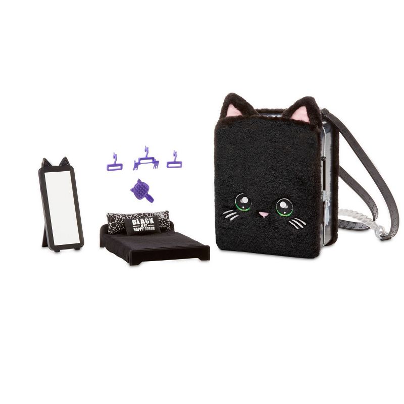 Na! Na! Na! Surprise 3-in-1 Backpack Bedroom Playset Black with Tuesday Meow Fashion Doll