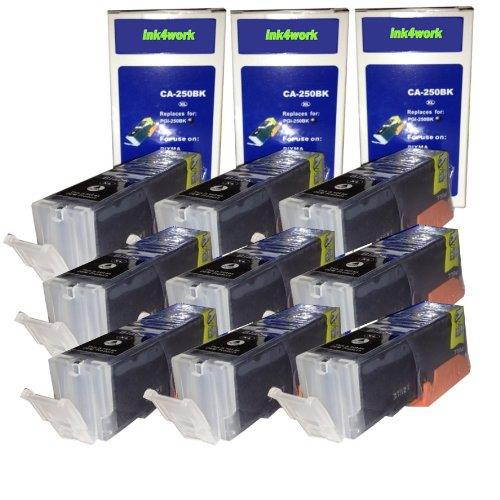 ink4work 9 Pack PGI-250XL PGI250XL Black Compatible Ink Cartridge Set for Pixma IP7220, MG5420, MG6320, MX722, MX922