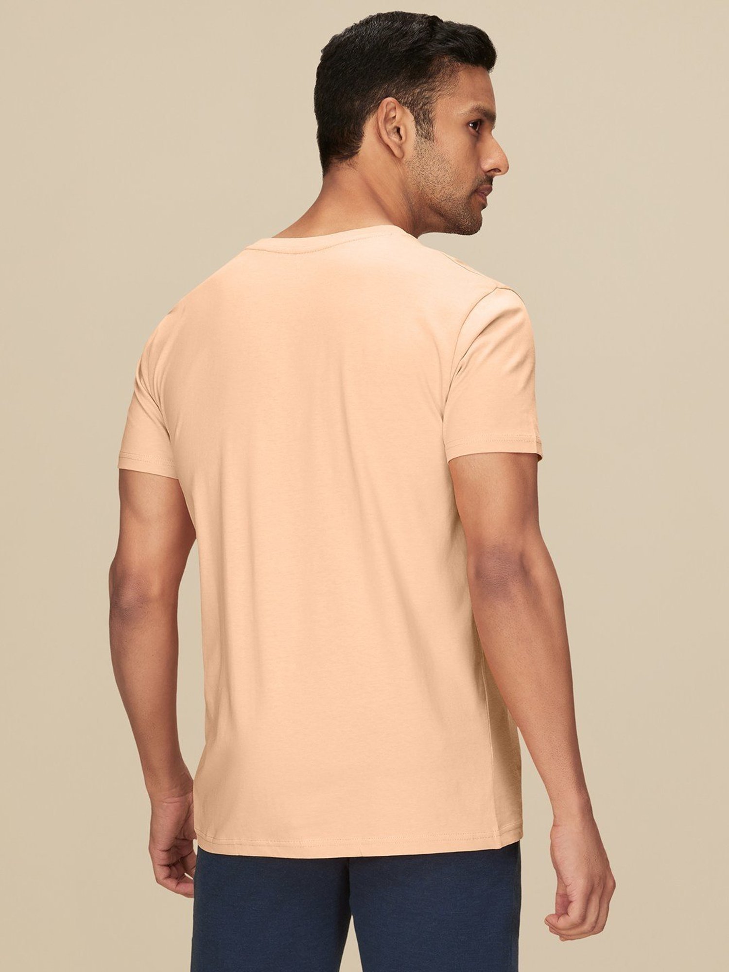 XYXX Peach Blush Cotton Regular Fit T-Shirts