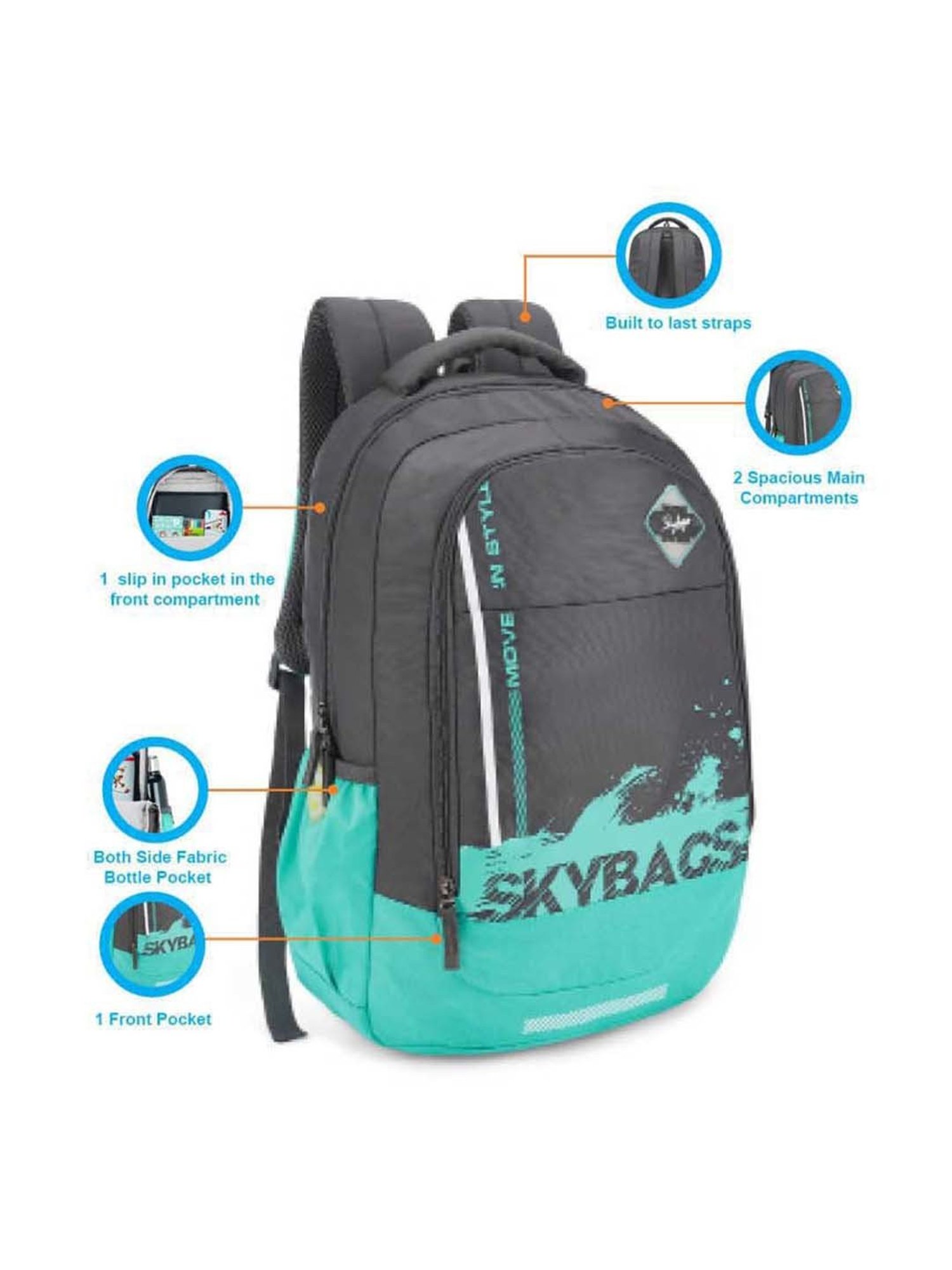 Skybags 28 Ltrs Grey Medium Backpack