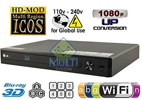LG 2D/3D - BD - DVD - CD -Wi-Fi MultiZone Region Code Free DVD 012345678 PAL/NTSC Blu Ray Zone A/B/C. DivX XviD AVI and MKV Playback and Support. 100~240V 50/60Hz Auto