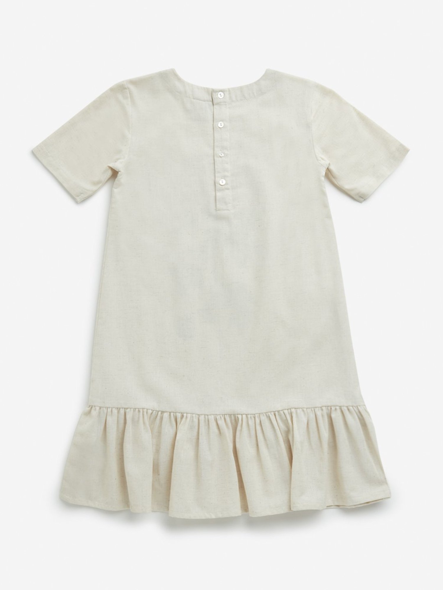 Utsa Kids by Westside Off-White Printed Drop-Waist Cotton Blend Dress