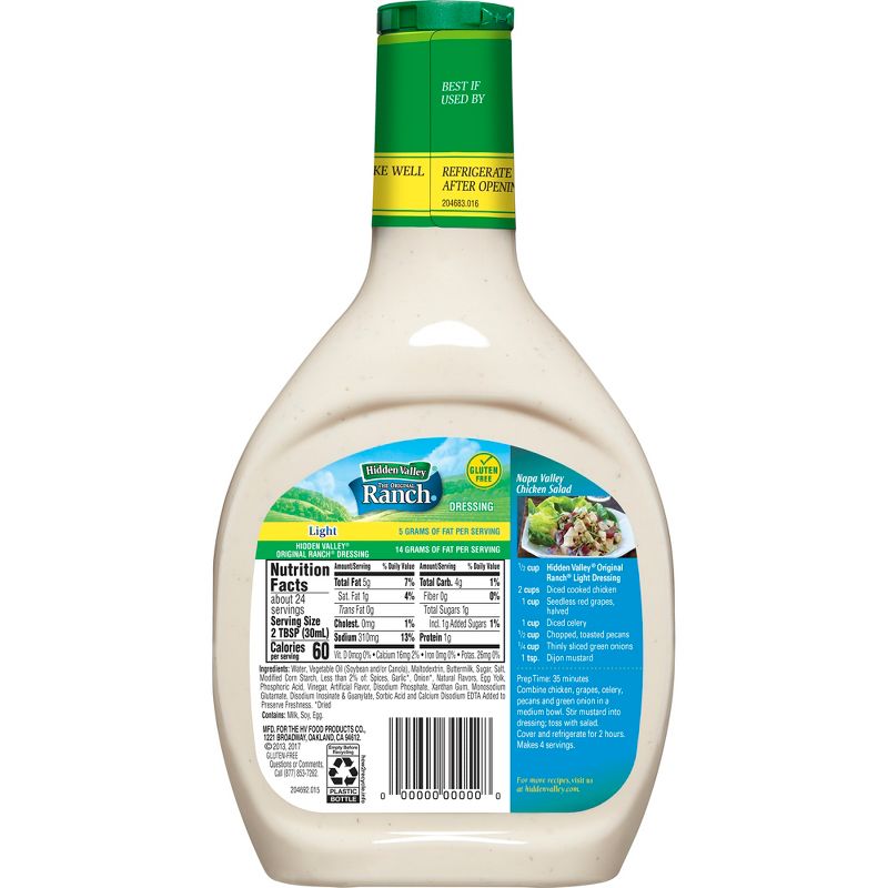 Hidden Valley Original Ranch Light Salad Dressing & Topping - Gluten Free - 24fl oz