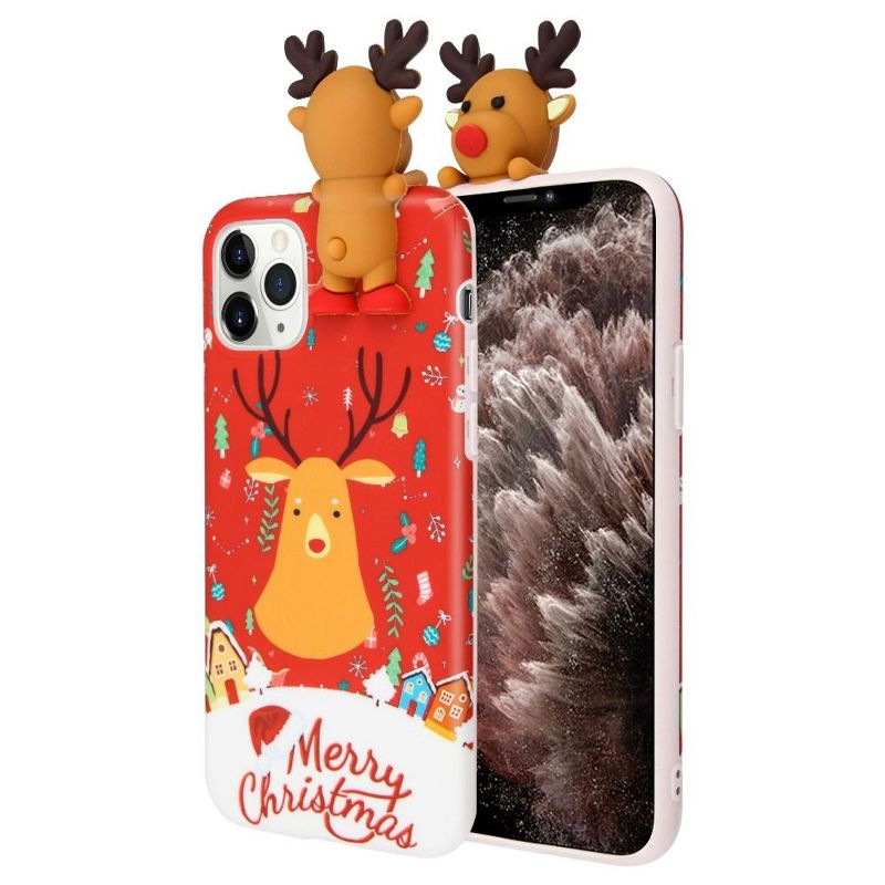 AIRIUM Christmas Deer Rubber Cover Case For Apple iPhone 11 Pro Max, Orange