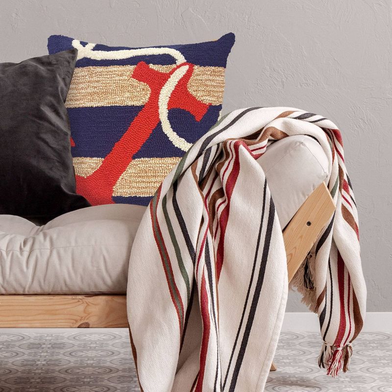 18"x18" Anchor Indoor/Outdoor Square Throw Pillow Navy - Liora Manne