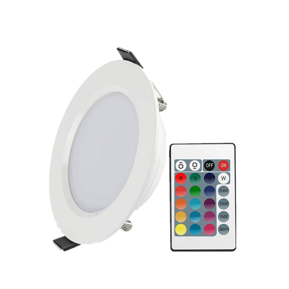 US 5W RGB LED Ceiling Fixtures Light Recessed Panel Downlight Spot Lamp + Remote