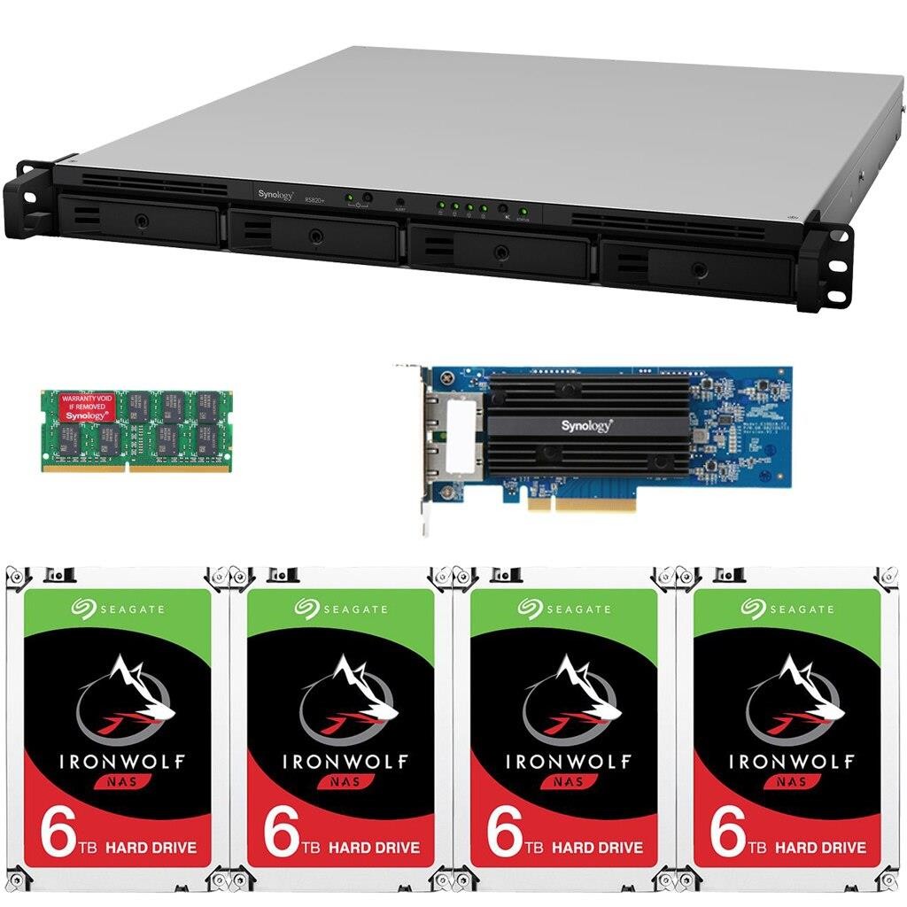 Synology RS820+ 4-Bay RackStation NAS with Synology 10Gb Adapter 18GB RAM 32TB (4x8TB) of Seagate Ironwolf NAS Drives Fully Assembled Tested By CustomTechSales