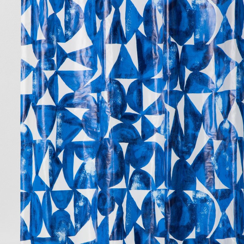 PEVA Shower Curtain Geometric Blue - Room Essentials™