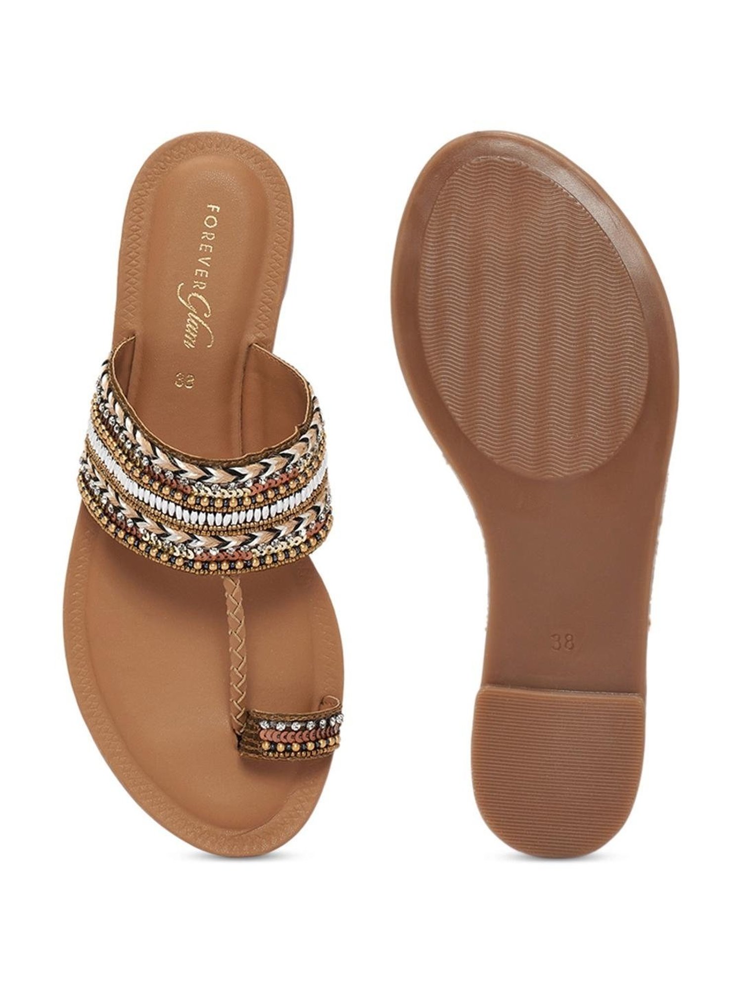 Forever Glam by Pantaloons Women's Multicolor Toe Ring Sandals