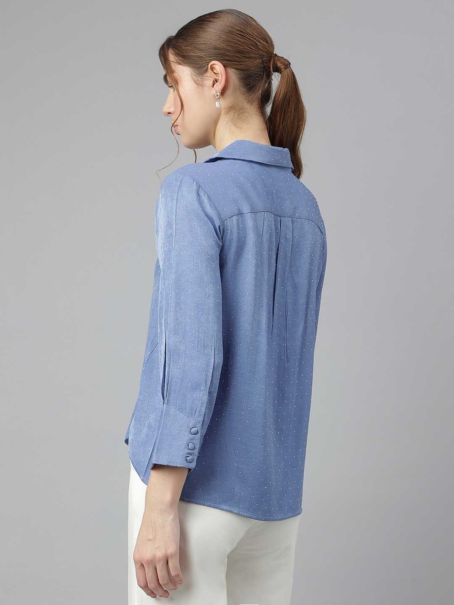 Latin Quarters Blue Embellished Shirt